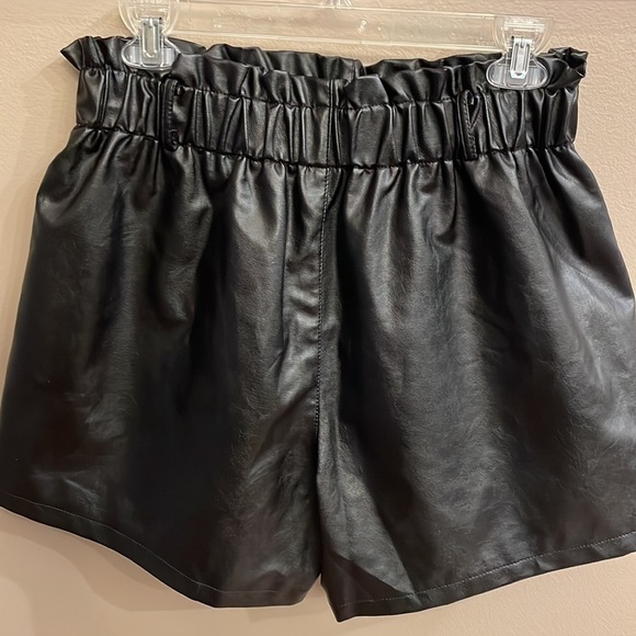 Ramisu FAUX LEATHER shorts paper bag gathered elasticized waist big pockets XL - Picture 5 of 13